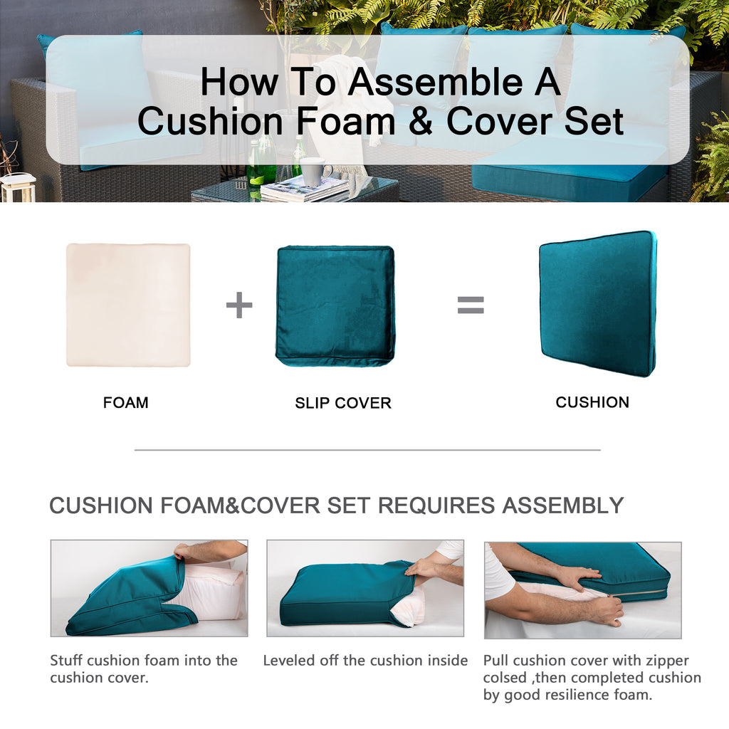 ARTPLAN 2-Piece Deep Seat Cushion Set with Backrest - Multiple Colors | All-Weather Outdoor Sofa Cushions for Sectionals & Patio Conversation Sets