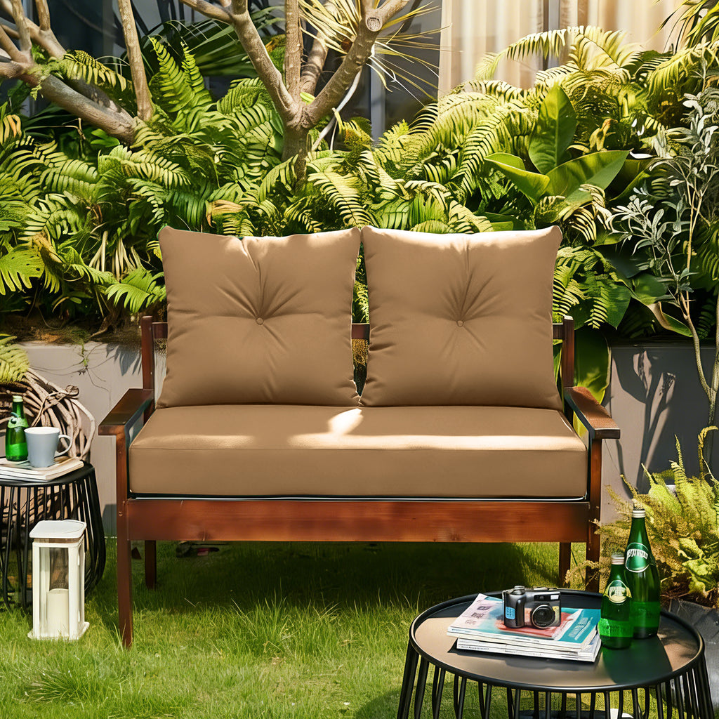 ARTPLAN Outdoor Loveseat Deep Seat Cushion Set, 46"x24"x4" Water Repellent Fade-Resistant Patio Cushions, Solution-Dyed Fabric with Removable Zipper Cover, High-Density Foam for Bench, Swing & Patio Furniture