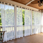 Waterproof Sheer Curtains 2 Panels, UV Protected Voile Drapes for Gazebo