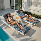 Outdoor Chaise Lounge Chair Cushion 72 x 22 x 4 Inches 100% Waterproof Polyester Patio Pool Lounge Chair Cushion for Outdoor Furniture with Ties