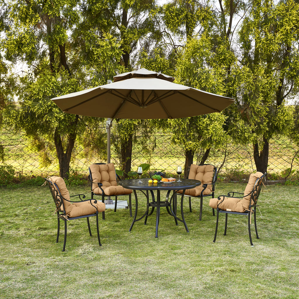 Artplan Outdoor Cushions Wicker Tufted Pillow with Back for Outdoor Furniture, Rocking Chair Cushion Premium Tufted Pads Set of Upper and Lower with Ties