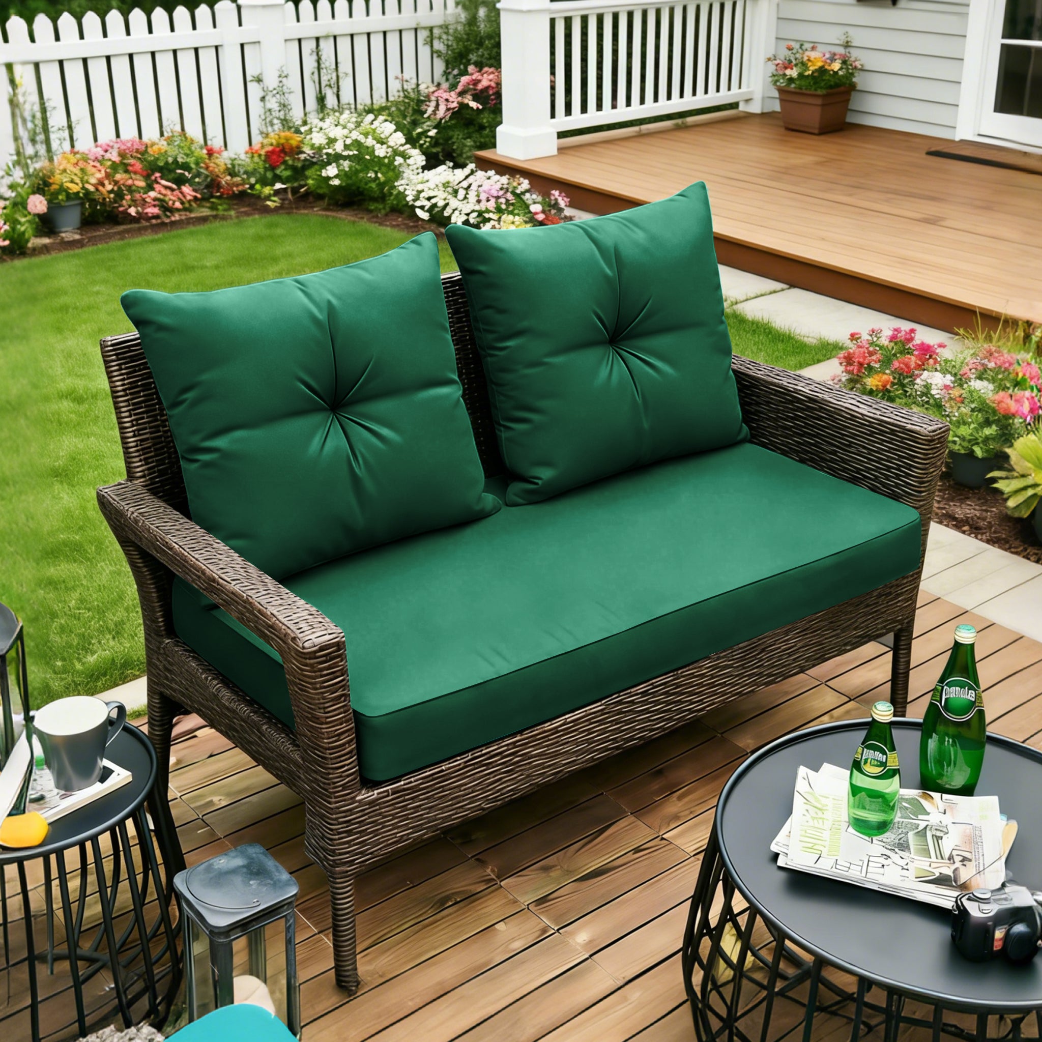 ARTPLAN Outdoor Loveseat Deep Seat Cushion Set, 46"x24"x4" Water Repellent Fade-Resistant Patio Cushions, Solution-Dyed Fabric with Removable Zipper Cover, High-Density Foam for Bench, Swing & Patio Furniture