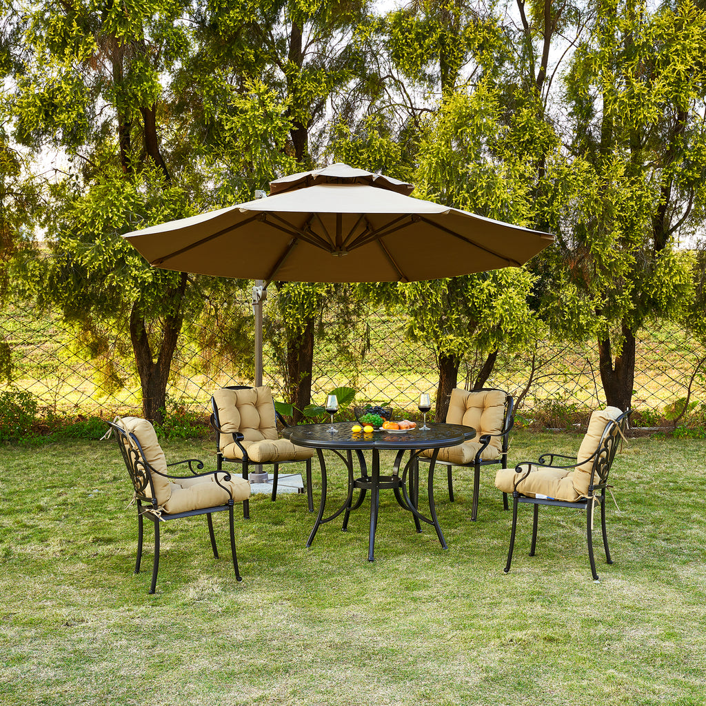 Artplan Outdoor Cushions Wicker Tufted Pillow with Back for Outdoor Furniture, Rocking Chair Cushion Premium Tufted Pads Set of Upper and Lower with Ties