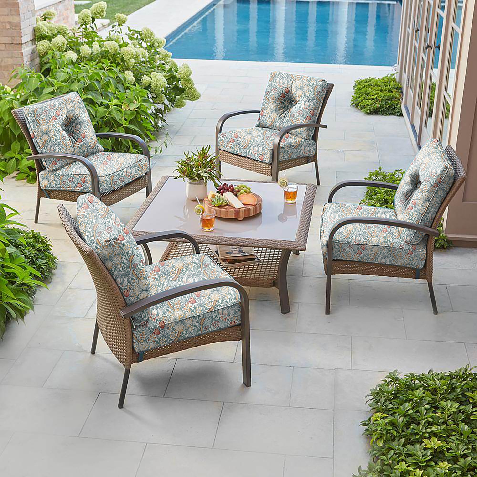 Deep Seat Pillow and High Back Chair Cushions Outdoor Water Repellent Replacement Patio Seating Cushions,Seat 24"x24"x6",Back 22"x24"x6"