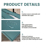 ARTPLAN Outdoor Cushions for Patio Furniture, 24x24x6" Thick Seat Cushion Set, Fade Resistant, Deep Seat Bottom and Back Cushion with Removable Cover