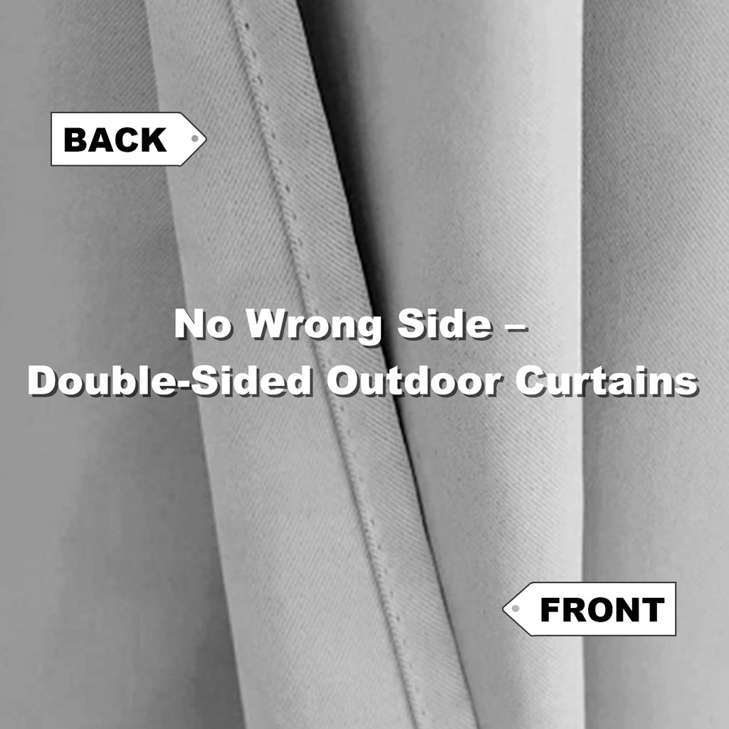 Waterproof Outdoor Curtains for Patio, Premium Thick Sunproof 90% Blackout Curtains with Rustproof Grommets for Porch, Pergola, Cabana, 2-Pack Set