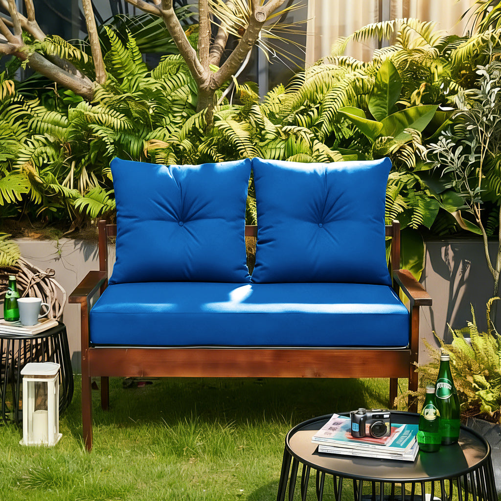 ARTPLAN Outdoor Loveseat Deep Seat Cushion Set, 46"x24"x4" Water Repellent Fade-Resistant Patio Cushions, Solution-Dyed Fabric with Removable Zipper Cover, High-Density Foam for Bench, Swing & Patio Furniture