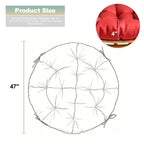 47"×47"×4" tufted round chair cushion, sturdy polyester cover & fluffy fiber fill, fixed carry ties fit papasan, swing & wicker indoor chairs