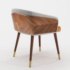 ARTPLAN Modern Dining Chair Faux Leather, Walnut Top Metal Legs Kitchen Seat，set of 1/set of 2