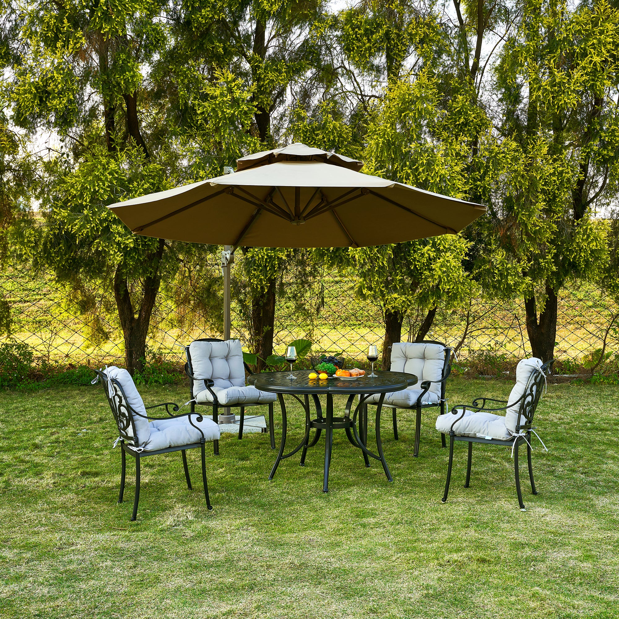 Artplan Outdoor Cushions Wicker Tufted Pillow with Back for Outdoor Furniture, Rocking Chair Cushion Premium Tufted Pads Set of Upper and Lower with Ties