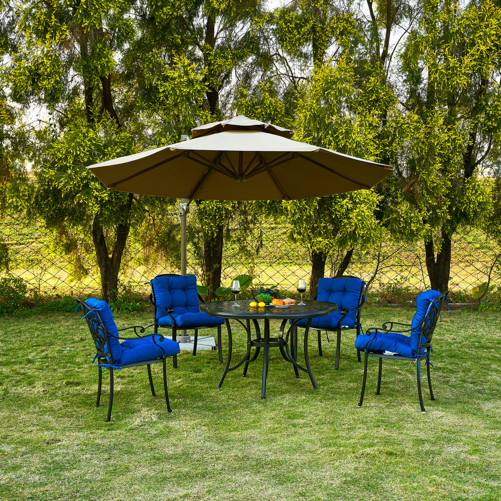 Artplan Outdoor Cushions Wicker Tufted Pillow with Back for Outdoor Furniture, Rocking Chair Cushion Premium Tufted Pads Set of Upper and Lower with Ties