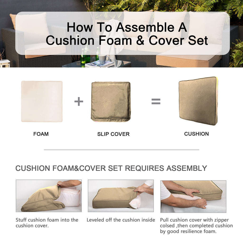 ARTPLAN 2-Piece Deep Seat Cushion Set with Backrest - Multiple Colors | All-Weather Outdoor Sofa Cushions for Sectionals & Patio Conversation Sets