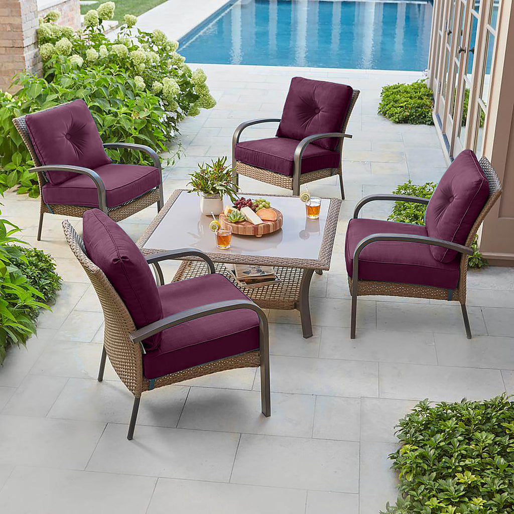 Deep Seat Pillow and High Back Chair Cushions Outdoor Water Repellent Replacement Patio Seating Cushions,Seat 24"x24"x6",Back 22"x24"x6"