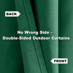 Waterproof Outdoor Curtains for Patio, Premium Thick Sunproof 90% Blackout Curtains with Rustproof Grommets for Porch, Pergola, Cabana, 2-Pack Set