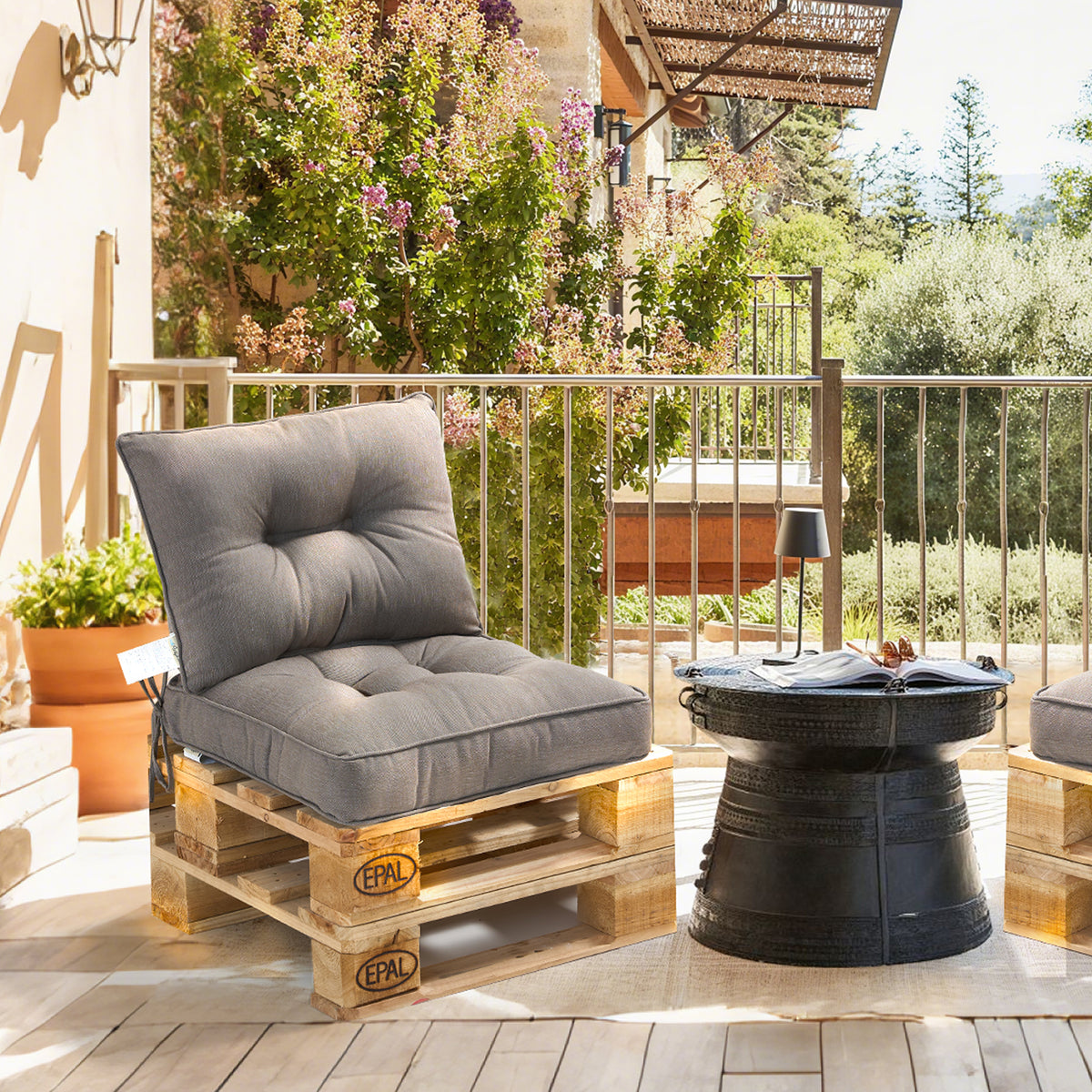 Outdoor Chair Cushions Set of 2, All-Weather Patio Furniture Cushions with High Resilience Foam, Indoor Outdoor Seat & Back Cushion for Patio, Garden, Sunroom