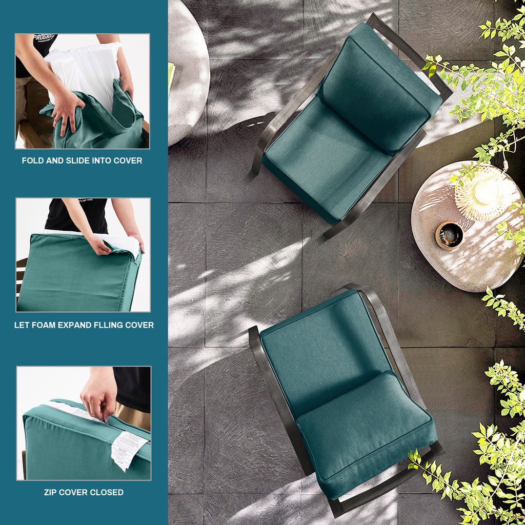 ARTPLAN Deep Seat Outdoor Cushion,Set 24"x24"x6" ,18x24" Bench Outdoor Chair Cushions, Polyester Fill Back for Patio Furniture ,Square
