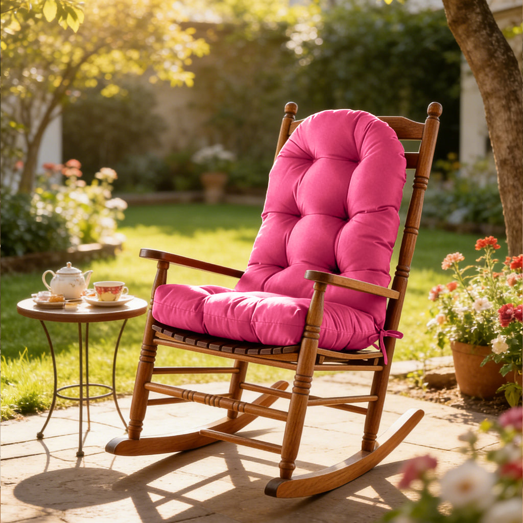 Patio Rocking Chair Cushion with Ties,48"x21"x4" Water Resistant Polyester High Back Replacement Pad, Thick Filled Outdoor Patio Cushions for Porch Deck Balcony Garden Seating