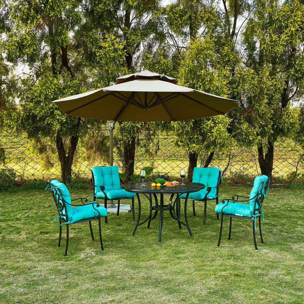 Artplan Outdoor Cushions Wicker Tufted Pillow with Back for Outdoor Furniture, Rocking Chair Cushion Premium Tufted Pads Set of Upper and Lower with Ties