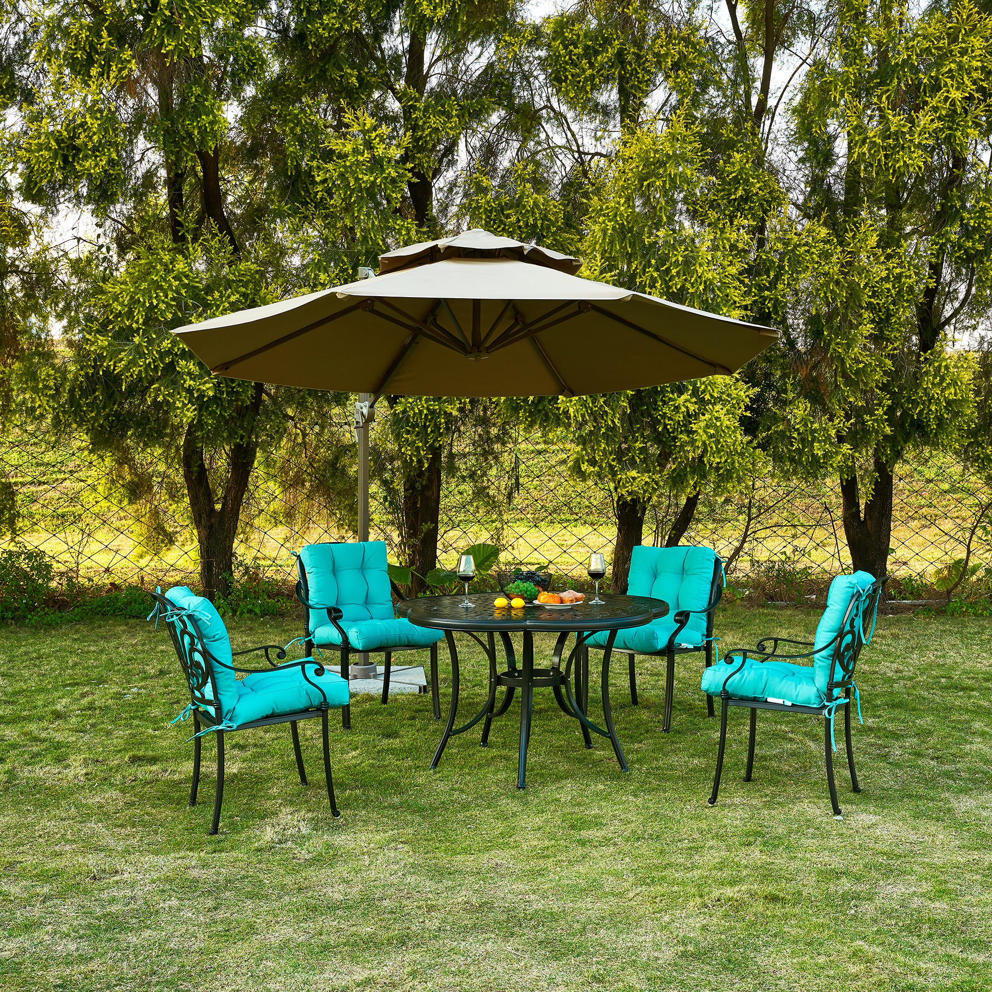 Artplan Outdoor Cushions Wicker Tufted Pillow with Back for Outdoor Furniture, Rocking Chair Cushion Premium Tufted Pads Set of Upper and Lower with Ties