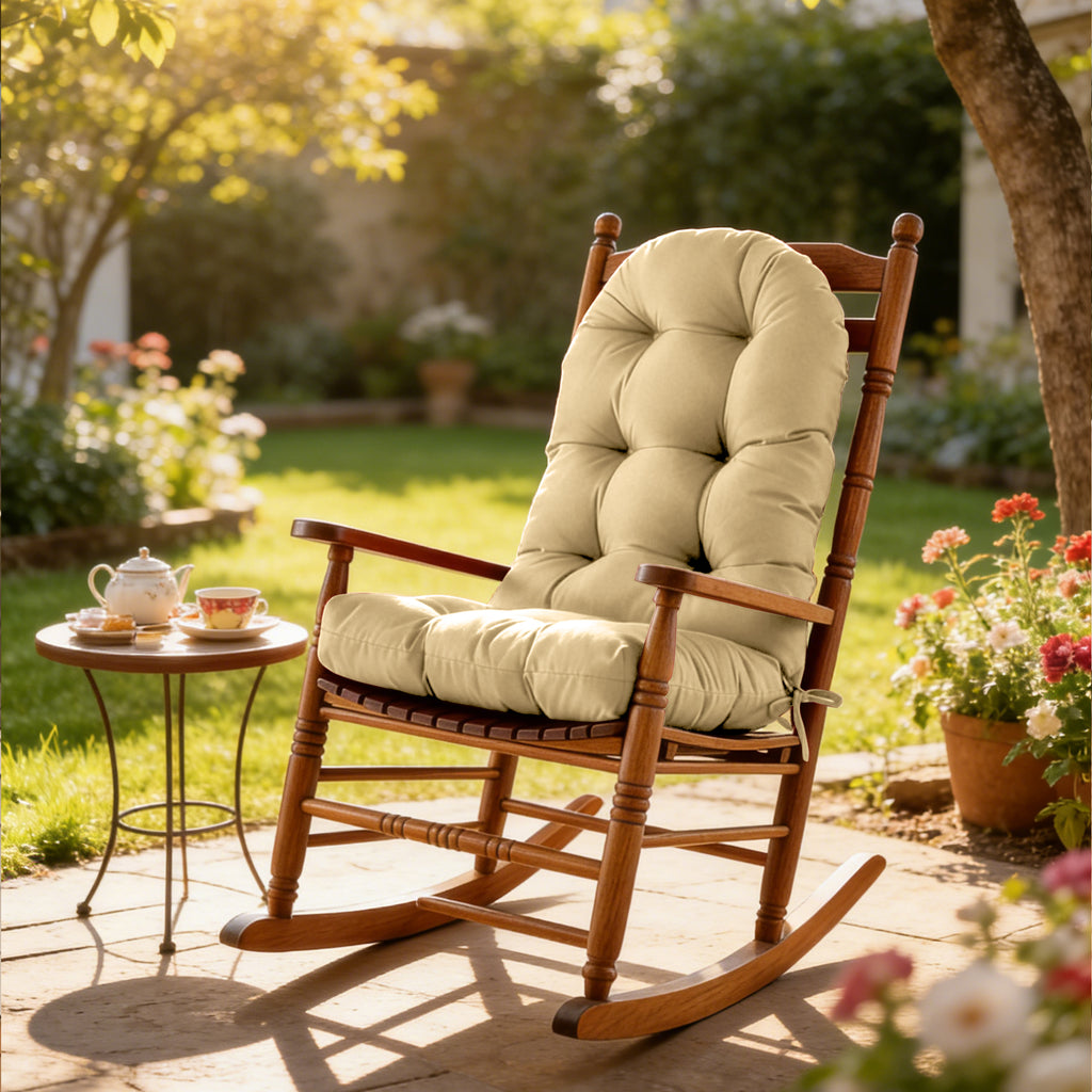 Patio Rocking Chair Cushion with Ties,48"x21"x4" Water Resistant Polyester High Back Replacement Pad, Thick Filled Outdoor Patio Cushions for Porch Deck Balcony Garden Seating