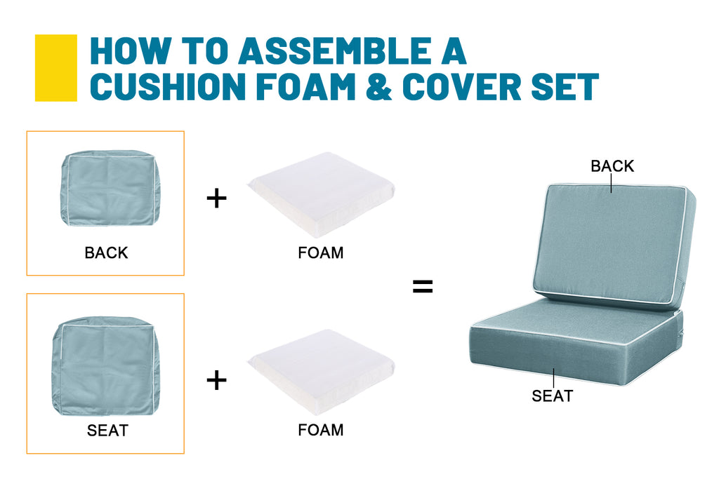 ARTPLAN Outdoor Deep Seat Slipcovers，Set of 2 24x24x6" 18x24 Olefin,Square Outdoor Cushion Cover, for Patio Funiture