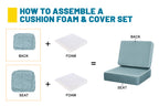 ARTPLAN Outdoor Deep Seat Slipcovers，Set of 2 24x24x6" 18x24 Olefin,Square Outdoor Cushion Cover, for Patio Funiture