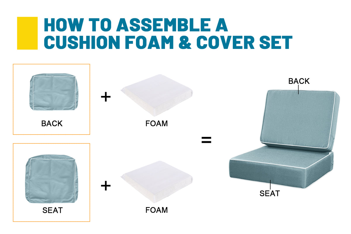 ARTPLAN Outdoor Deep Seat Slipcovers，Set of 2 24x24x6" 18x24 Olefin,Square Outdoor Cushion Cover, for Patio Funiture