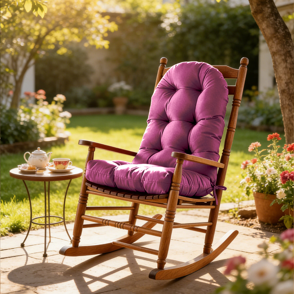 Patio Rocking Chair Cushion with Ties,48"x21"x4" Water Resistant Polyester High Back Replacement Pad, Thick Filled Outdoor Patio Cushions for Porch Deck Balcony Garden Seating