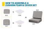 ARTPLAN Outdoor Deep Seat Slipcovers，Set of 2 24x24x6" 18x24 Olefin,Square Outdoor Cushion Cover, for Patio Funiture