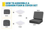 ARTPLAN Outdoor Deep Seat Slipcovers，Set of 2 24x24x6" 18x24 Olefin,Square Outdoor Cushion Cover, for Patio Funiture
