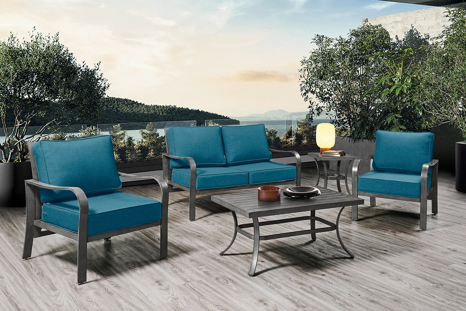 ARTPLAN Deep Seat Outdoor Cushion,Set 24"x24"x6" ,18x24" Bench Outdoor Chair Cushions, Polyester Fill Back for Patio Furniture ,Square