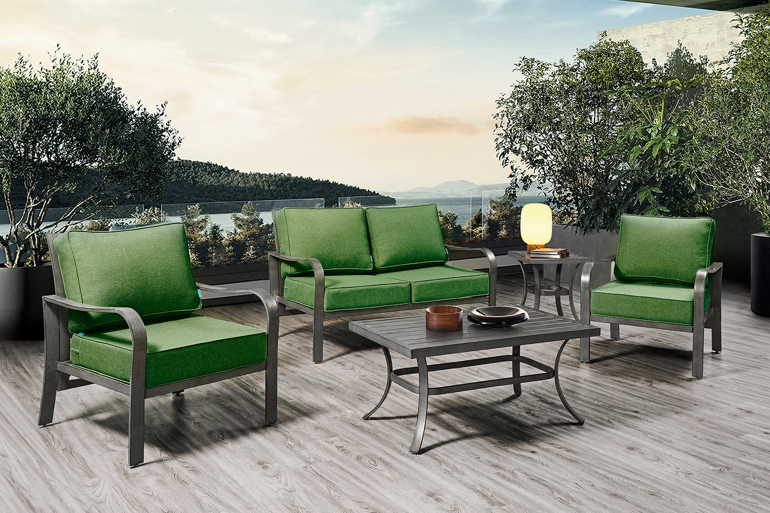 ARTPLAN Deep Seat Outdoor Cushion,Set 24"x24"x6" ,18x24" Bench Outdoor Chair Cushions, Polyester Fill Back for Patio Furniture ,Square