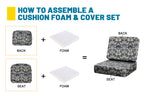 ARTPLAN Outdoor Deep Seat Slipcovers，Set of 2 24x24x6" 18x24 Olefin,Square Outdoor Cushion Cover, for Patio Funiture