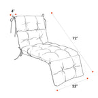 Outdoor Chaise Lounge Chair Cushion 72 x 22 x 4 Inches 100% Waterproof Polyester Patio Pool Lounge Chair Cushion for Outdoor Furniture with Ties