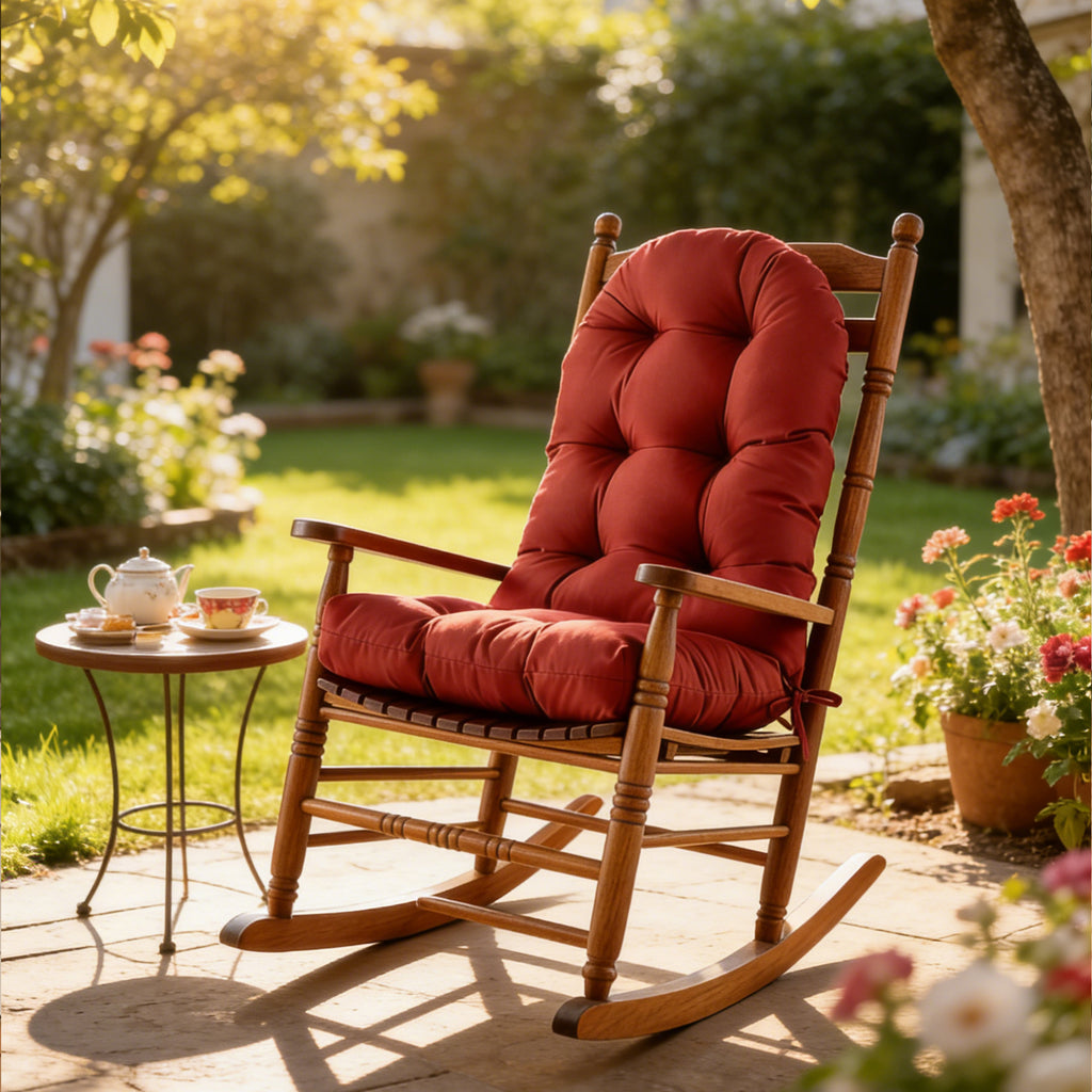 Patio Rocking Chair Cushion with Ties,48"x21"x4" Water Resistant Polyester High Back Replacement Pad, Thick Filled Outdoor Patio Cushions for Porch Deck Balcony Garden Seating