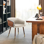 ARTPLAN Modern Dining Chair Faux Leather, Walnut Top Metal Legs Kitchen Seat，set of 1/set of 2