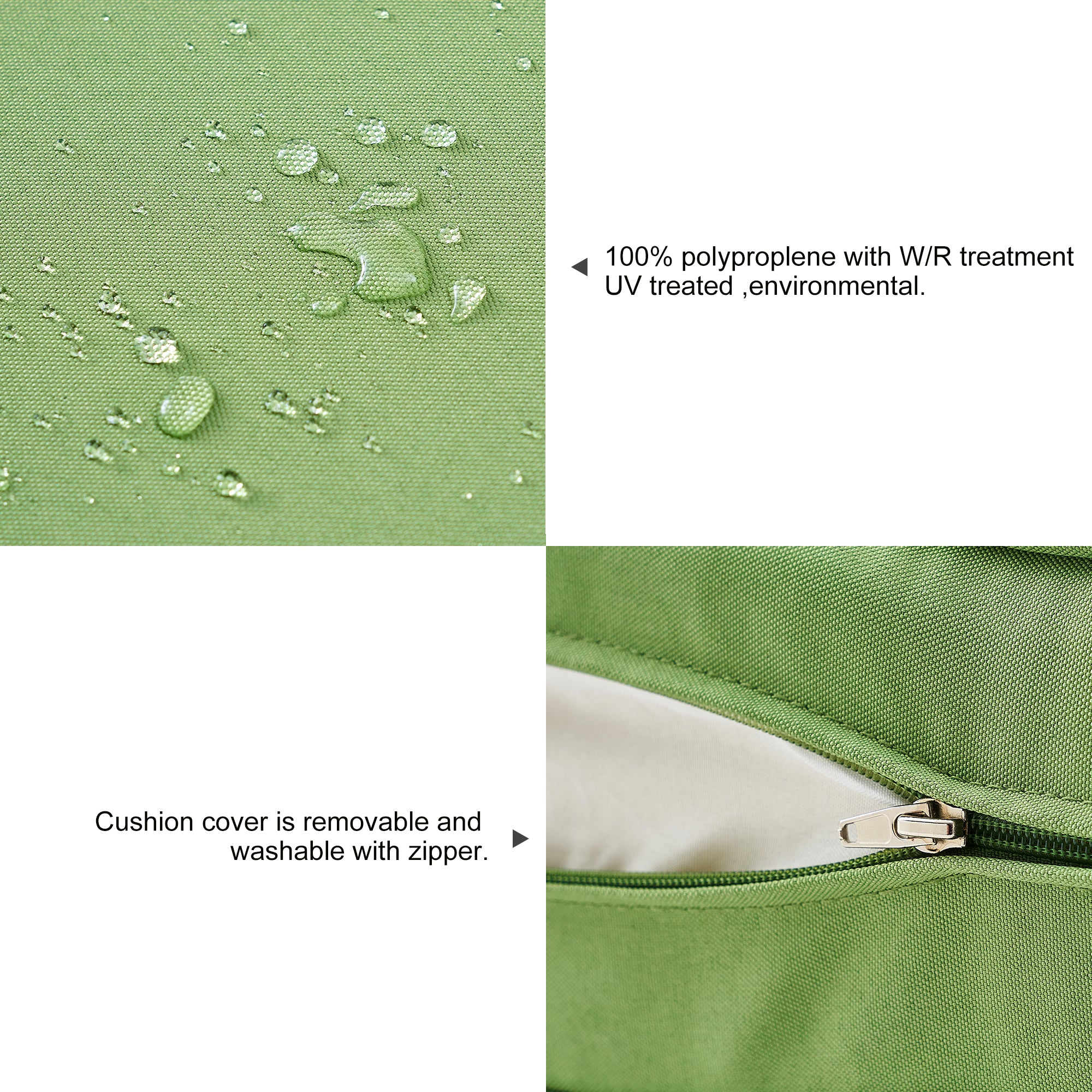 Outdoor Seat Cushion Set  24"W x 24"D x 4"T Waterproof & Fade Resistant Patio Furniture Cushions with Removable Zipper Cover, High-Resilience Foam for Chair Sofa Couch