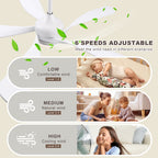 52 Inch Ceiling Fan with Light and Remote Control, 6-Speed Reversible Quiet DC Motor, 3 Color Temperatures LED Light, 3 Timer Settings, Adjustable Height for Large Room, Bedroom, Living Room (Walnut/Black/Orginal/White/Sakuragi)