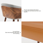 ARTPLAN Modern Dining Chair Faux Leather, Walnut Top Metal Legs Kitchen Seat，set of 1/set of 2