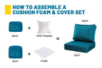 ARTPLAN Deep Seat Outdoor Cushion,Set 24"x24"x6" ,18x24" Bench Outdoor Chair Cushions, Polyester Fill Back for Patio Furniture ,Square
