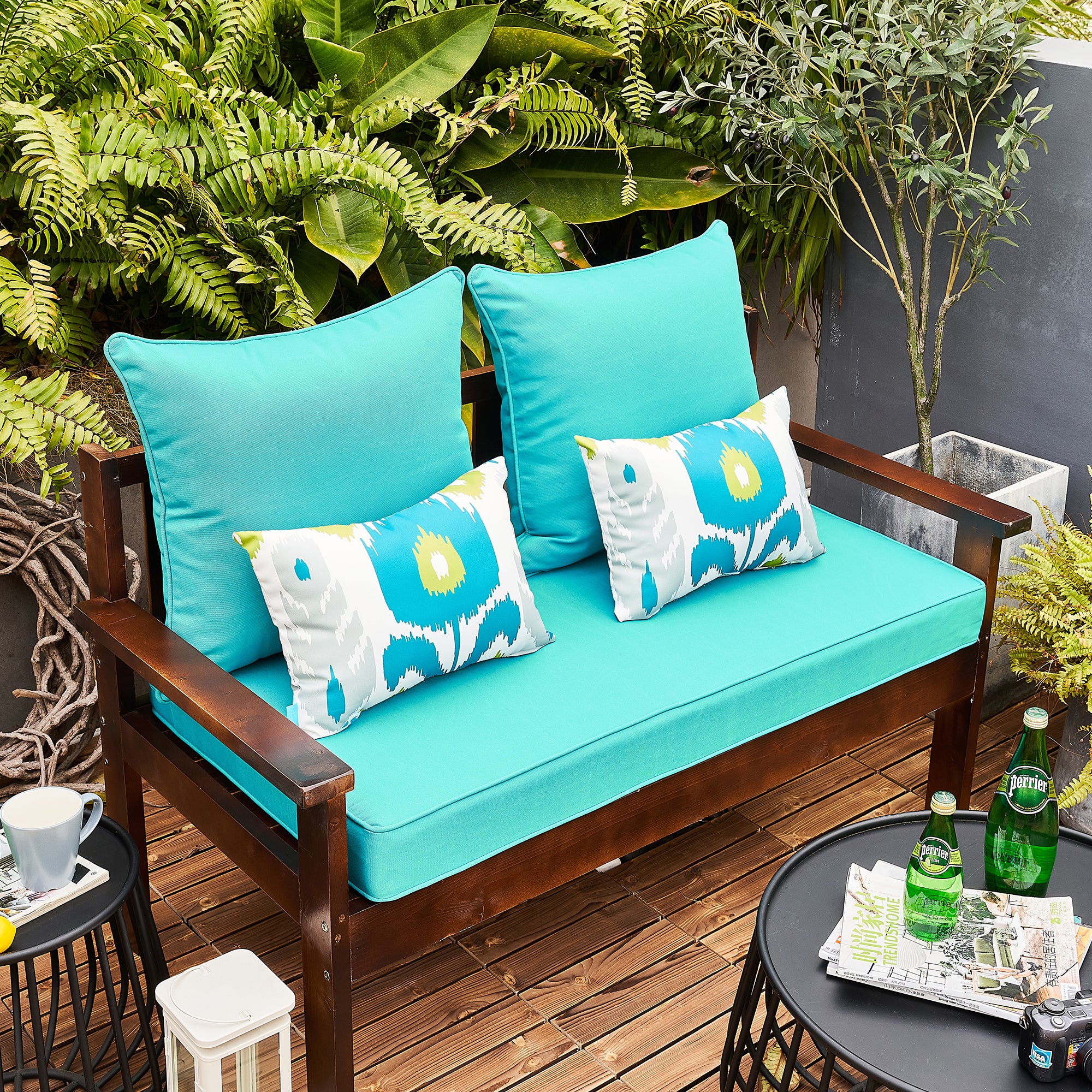 ARTPLAN Patio Bench Cushions Set of 5, Outdoor Sofa Cushions | All-Weather Fabric | Lumbar Support Pillows | Waterproof & Fade-Resistant for Sectionals