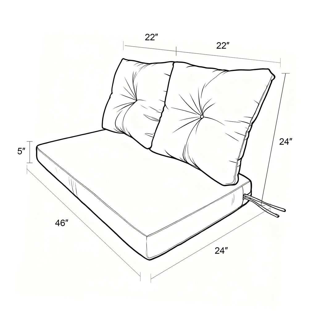 ARTPLAN Outdoor Loveseat Deep Seat Cushion Set, 46"x24"x4" Water Repellent Fade-Resistant Patio Cushions, Solution-Dyed Fabric with Removable Zipper Cover, High-Density Foam for Bench, Swing & Patio Furniture