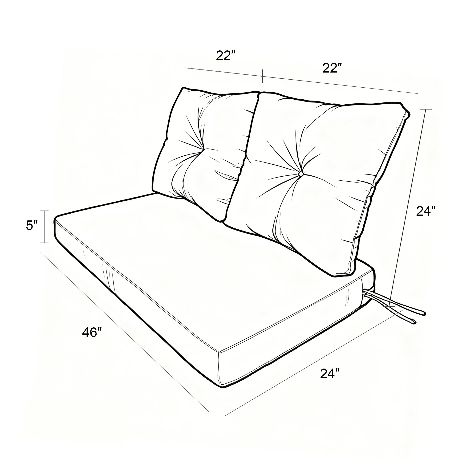 ARTPLAN Outdoor Loveseat Deep Seat Cushion Set, 46"x24"x4" Water Repellent Fade-Resistant Patio Cushions, Solution-Dyed Fabric with Removable Zipper Cover, High-Density Foam for Bench, Swing & Patio Furniture