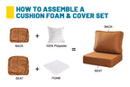 ARTPLAN Deep Seat Outdoor Cushion,Set 24"x24"x6" ,18x24" Bench Outdoor Chair Cushions, Polyester Fill Back for Patio Furniture ,Square