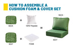 ARTPLAN Deep Seat Outdoor Cushion,Set 24"x24"x6" ,18x24" Bench Outdoor Chair Cushions, Polyester Fill Back for Patio Furniture ,Square
