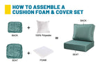 ARTPLAN Deep Seat Outdoor Cushion,Set 24"x24"x6" ,18x24" Bench Outdoor Chair Cushions, Polyester Fill Back for Patio Furniture ,Square