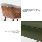 ARTPLAN Modern Dining Chair Faux Leather, Walnut Top Metal Legs Kitchen Seat，set of 1/set of 2