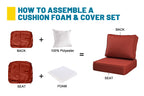 ARTPLAN Deep Seat Outdoor Cushion,Set 24"x24"x6" ,18x24" Bench Outdoor Chair Cushions, Polyester Fill Back for Patio Furniture ,Square