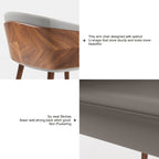 ARTPLAN Modern Dining Chair Faux Leather, Walnut Top Metal Legs Kitchen Seat，set of 1/set of 2