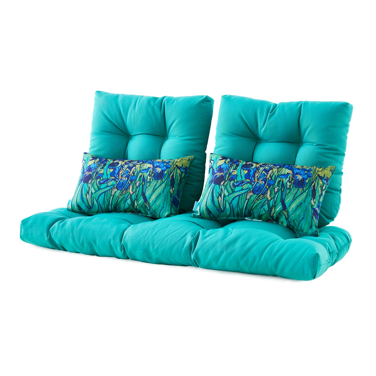 ARTPLAN 5 Piece Patio Loveseat Bench Cushion Set, Wicker Outdoor Pillow Pads ,44"19"4",19"19"4"